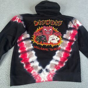 Ripndip Dark Side Hoodie Mens M Black Red Sweatshirt Nerm Cat Tie Dye Sweater